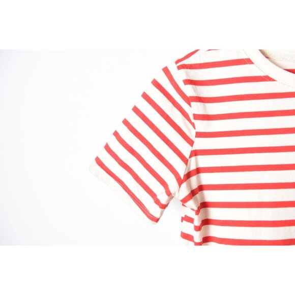 Zara Red and Ivory Striped Peplum Waist Short Sleeve Tee Shirt Blouse Size S - Picture 4 of 10